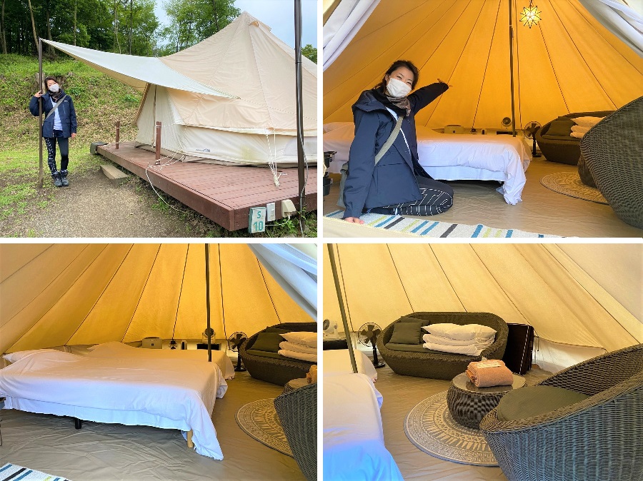 栃木県で人気のグランピング施設、テント内やベッドの様子はこちら